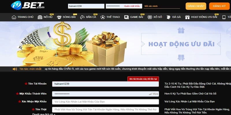 Truy cập nhà cái i9bet đăng ký tài khoản tham gia